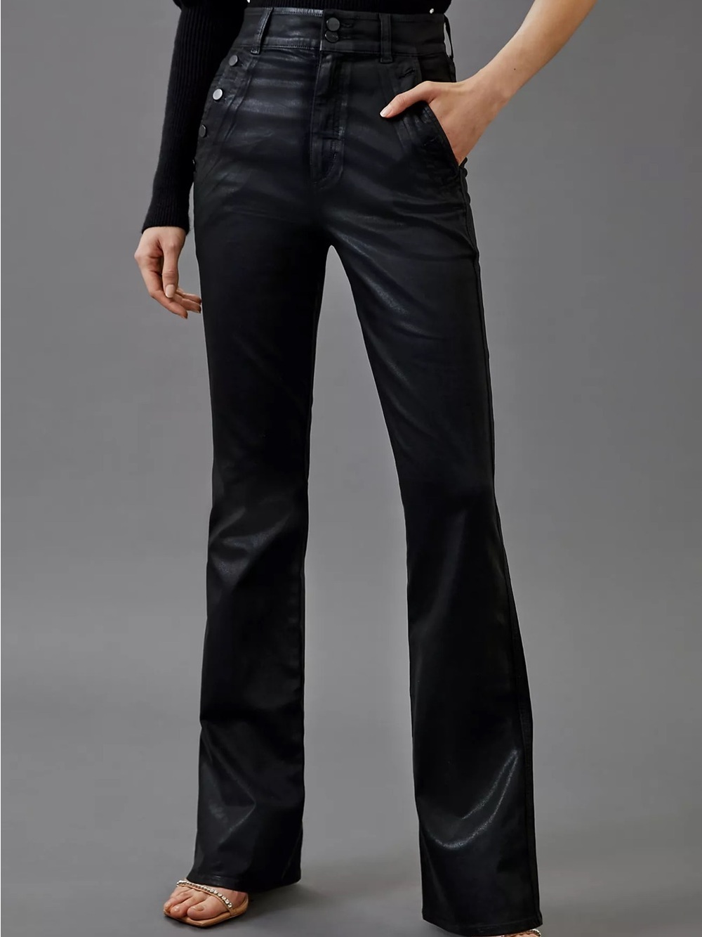 Joe's Jeans Georgia Coated Black Boot Cut Jeans 27 NWOT - Picture 2 of 12